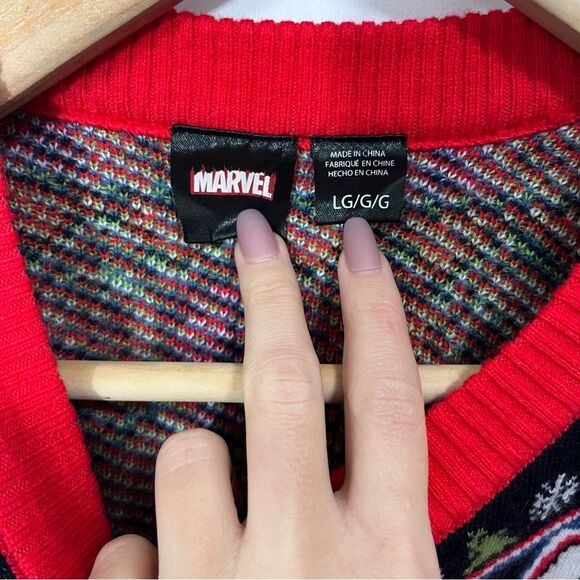 Marvel Ugly Christmas Sweater Superhero Fair Isle Captain America Iron Man Hulk - Picture 4 of 7